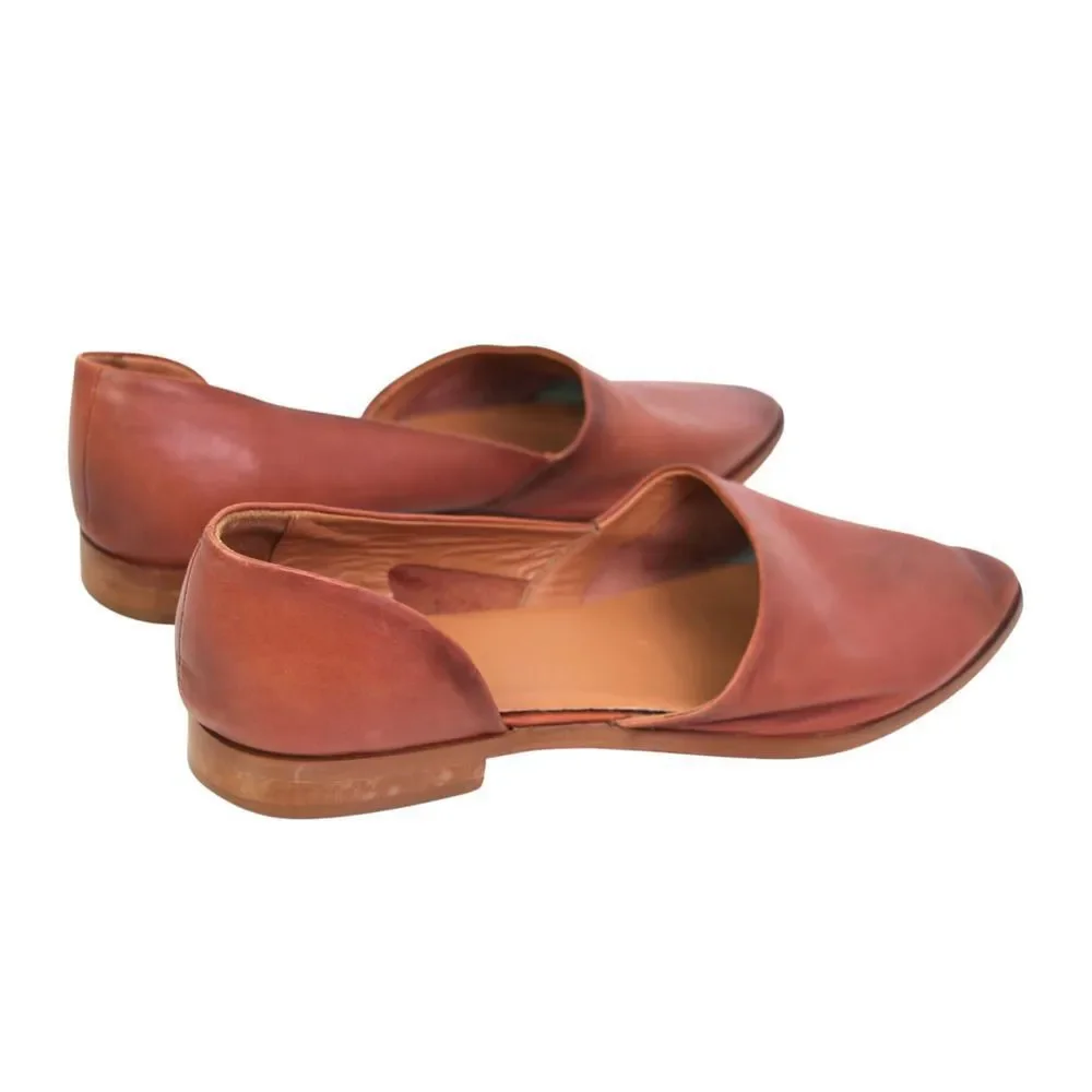 Vintage Foundry Co BROWN GENUINE LEATHER FLAT POINTED SLIP ON BALLET SHOES Sz 10 - Picture 5 of 9